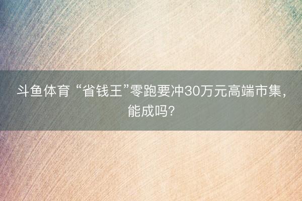 斗鱼体育 “省钱王”零跑要冲30万元高端市集，能成吗？