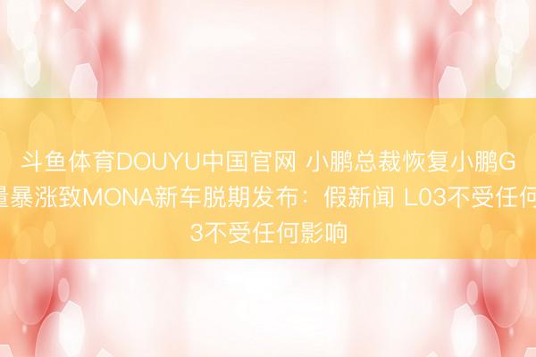 斗鱼体育DOUYU中国官网 小鹏总裁恢复小鹏GX销量暴涨致MONA新车脱期发布：假新闻 L03不受任何影响