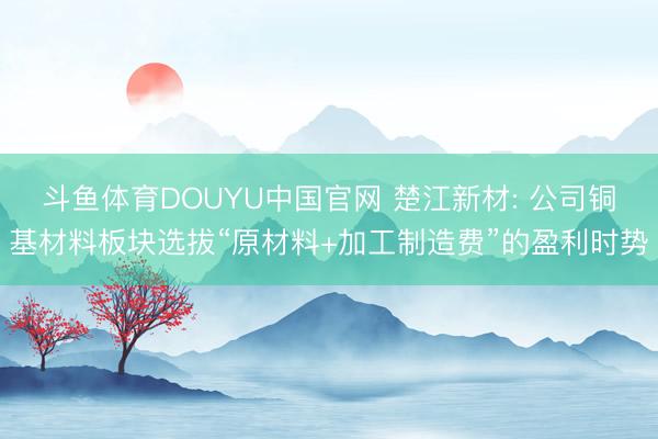 斗鱼体育DOUYU中国官网 楚江新材: 公司铜基材料板块选拔“原材料+加工制造费”的盈利时势
