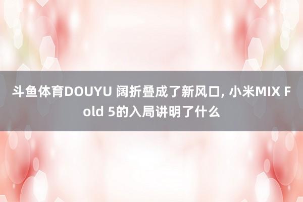 斗鱼体育DOUYU 阔折叠成了新风口， 小米MIX Fold 5的入局讲明了什么