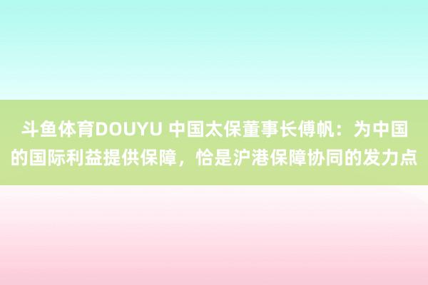 斗鱼体育DOUYU 中国太保董事长傅帆：为中国的国际利益提供保障，恰是沪港保障协同的发力点